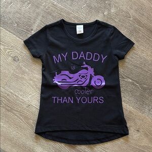 Black Kids T-Shirt with Purple Biker Graphic